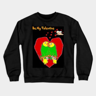 Valentine lovebirds with Cupid Cartoon Fantasy Abstract Print Crewneck Sweatshirt